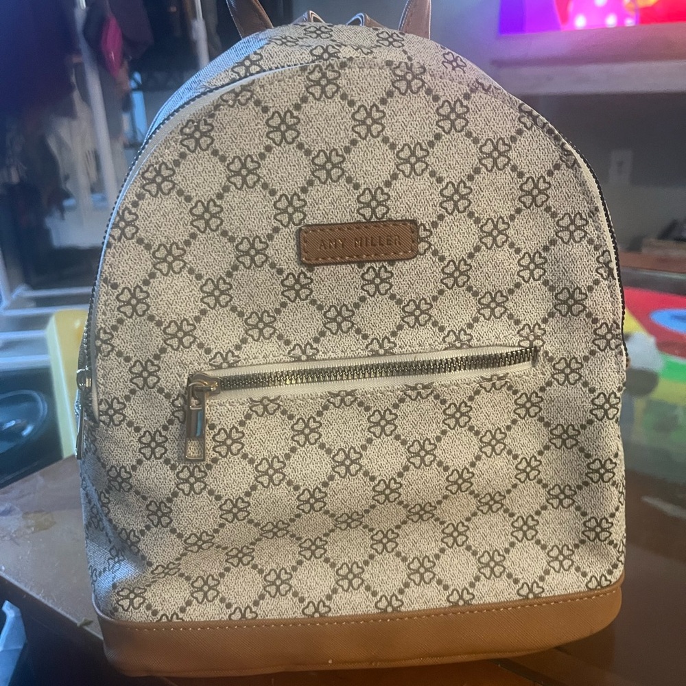 Gray and Tan Women's Backpack